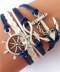 Alternative view of OVERMAL Handmade Adjustable Rudder Anchor Charms Multilayer Bracelet Wristband