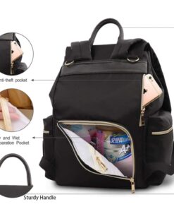 Baby Diaper Bag Backpack with Stroller Hooks, Pipi bear Multi-function Stylish Travel Diaper Back Pack for Mom and Dad, Baby Changing Bag, Maternity Nappy Bag for Boys and Girls, Large Capacity, Black 55 51gCBaeSBUL