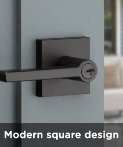 Kwikset 91560-029 Halifax Slim Square Keyed Entry Lever Featuring Smartkey, Iron Black Matte Black Square Rose Old Version 33 51gFtpGnXTL