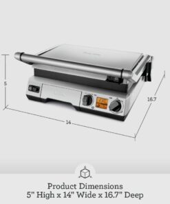 Breville BGR820XL Smart Grill, Electric Countertop Grill, Brushed Stainless Steel., 14" x 14" x 5 3/4" Adjustable,Grill 30 51gOrsbtLRL