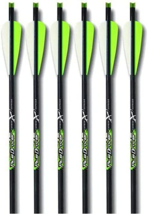 Carbon Express PileDriver Fletched Carbon Crossbolt with 4-Inch Vanes, 6-Pack 20-Inch