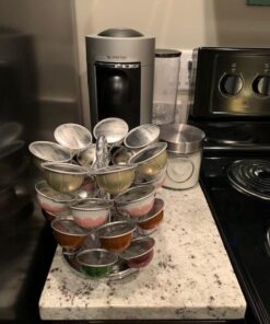 Nifty Vertuoline Coffee Pod Carousel – Nickel Chrome Finish, 28 Pod Capsule Holder, Spins 360-Degrees, Lazy Susan Platform, Home or Office Kitchen Counter Organizer 34 51gagnLCEL