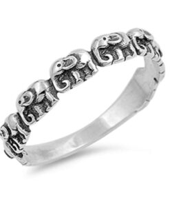 Oxford Diamond Co Oxidize Plain Elephant .925 Sterling Silver Ring Sizes 3-12 7