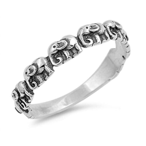 Oxford Diamond Co Oxidize Plain Elephant .925 Sterling Silver Ring Sizes 3-12 7