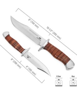 Mossy Oak 2-piece Bowie Knife, Fixed Blade Hunting Knife with Leather Handle, Sheath Included 34 51hAzgeBnJL