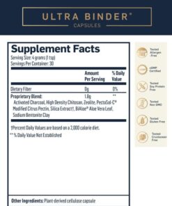 Quicksilver Scientific Ultra Binder Powder - Multi Toxin Binder with Bentonite Clay Powder, Zeolite Detox & Charcoal - Supplement for Gut Support & The Body's Toxin Removal Process (120g) 12 51hGK4Tg0iL