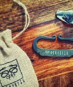 KonvoySG Flint and a Steel Striker Made from Carbon Steel Traditional Hand Forged Fire Starter Comes with English Flint Stone and Emergency Tinder Jute Carry Bag 18 51hGUpfVyFL