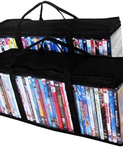 ALLmuis Set of 2 DVD Storage Bags (Holds 40 DVD's Each - 80 Total!). Convenient Travel Case for Media. Stackable, Easy to Carry. 14 51hX198OuvL