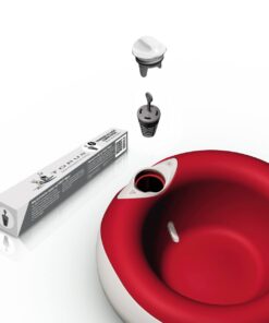 Torus Pet Maxi Filtered Water Bowl (Red) - 2-Liter - Travel - Home - Auto-Fill - Powerless Portable Dispenser – Food Grade – Antimicrobial - BPA-Free - Dog – Cat – No Spill - No Splash Red 18 51huIloRGzL