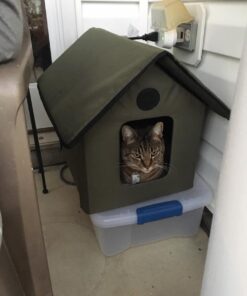 K&H Pet Products Outdoor Heated Kitty House - Heated Cat House Cat Shelter Olive/Olive 19 X 22 X 17 Inches 41 51i3UJutHFL 1