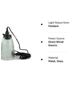 Quart Open Bottom Mason Jar Pendant Lamp - Rustic Brown 21 51iGPtV 7nL