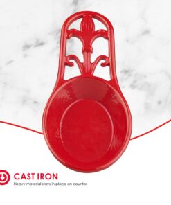 Alternative view of Home Basics Cast Iron Fleur De Lis Spoon Rest (Red) Red