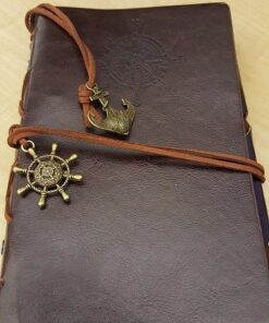 EvZ Leather Writing Journal Notebook, 7 Inches Vintage Nautical Spiral Blank String Diary Notepad Sketchbook Travel to Write in, Unlined Paper, Retro Pendants, Classic Embossed, Coffee 46 51j9PE2BRBL