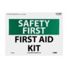 NMC SF41P OSHA Sign, "SAFETY FIRST FIRST AID KIT", 10" Width x 7" Height, Pressure Sensitive Vinyl, Green/Black on White 20 51j9ZrFIylL