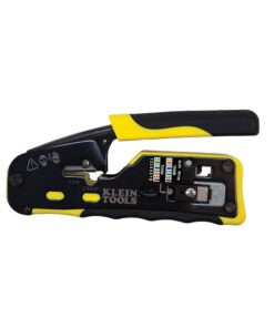 Klein Tools VDV226-110 Ratcheting Modular Data Cable Crimper / Wire Stripper / Wire Cutter for RJ11/RJ12 Standard, RJ45 Pass-Thru Connectors 39 51jGuxuZ1jL