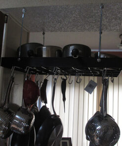 Fox Run Rectangular Hanging Pot Rack with Chains and 6 Hooks, 2 Inch, Black Iron Rectangular With Hooks 37 51jRdEvpqLL