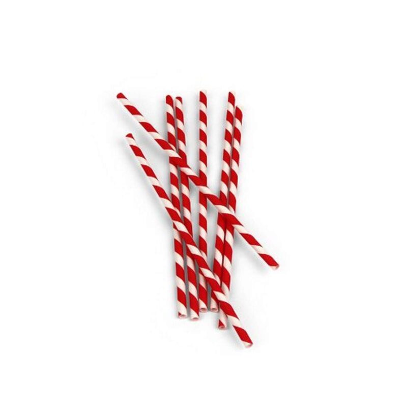 Catalog 5 Kikkerland, Red and White Biodegradable Paper Straws, Striped, Box of 144 Red & White