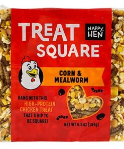 Happy Hen Treats 6.5 Oz. Square, Mealworm And Corn, 4.25" By 4.25" By 1.25"