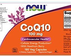 NOW Supplements, CoQ10 100 mg with Hawthorn Berry, Pharmaceutical Grade, All-Trans Form produced by Fermentation, 180 Veg Capsules 180 Count (Pack of 1) 4 51jmrJcqyL