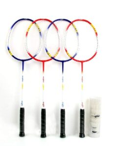 Pro Impact Badminton Set Aluminum Head w/Steel Shaft - Includes Rackets, Feather Shuttlecocks & Carry Case Outdoor Games for Kids Adults Family 4 Rackets, 6 Shuttles and Cover 7 51joshEVx8L