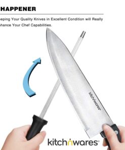 Knife Set With Wooden Block - 15 Piece Set Includes Chef Knife, Bread Knife, Carving Knife, Utility Knife, Paring Knife, Steak Knife, Boning Knife, Scissors And Knife Sharpener. - By Kitch N’ Wares 27 51jowsUed1L