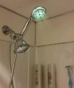 PowerSpa All-Chrome 7-Color LED Shower Head/Hand Held Shower High Pressure Twin Combo Showerhead System with Air Turbo Technology - Includes Premium Stainless Steel Hose and 3-way Water Diverter 34 51jtTNulQIL