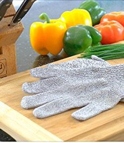 G & F 57100M CUTShield Classic level 5 Cut Resistant Gloves for Kitchen,Food Grade Cut Resistant Gloves, Medium.,Grey Plain Palm 14 51jwbpJzIcL