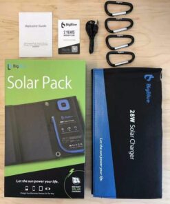 Solar Panels Charger with Digital Ammeter, BigBlue 28W SunPower Camping Solar Panel, Dual USB(5V/4A Overall), IPX4 Waterproof, Compatible with iPhone 13/11/Xs/X/8/7, iPad, Samsung Galaxy, Google Pixel Blue 62 51kCQLVpo7L