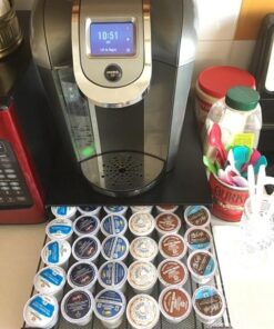 Home-It K Cup Holder for Counter - Storage Drawer for Keurig K-Cup Coffee Pod Organizer - Metal Designed K-Cup Storage, 42 Pod Capacity Compact Under Coffee Pot 25 51kCvAt5DL