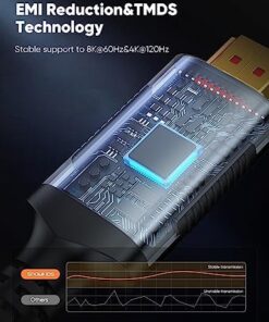 Snowkids 10K 8K HDMI Cable 2.1 10FT/3M 48Gbps, Certified 48Gbps High Speed 3D 8K60 4K120 144Hz Braided HDMI Cord eARC HDR10 HDCP 2.2&2.3 Compatible with Roku TV/PS5/HDTV/Blu-ray Black 10feet 1 25 51kMROiV1pL 1