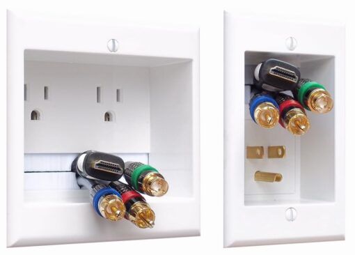 PowerBridge Two-CK Dual Outlet TV Cord Hider for Wall Mounted TV’s - Recessed in-Wall Cable Hider System for Power & Low Voltage - Matches Existing Outlets - Hide Wires with This Easy DIY Install Kit Dual Power