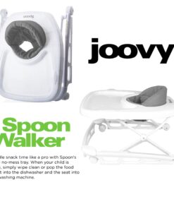Joovy Spoon Baby Walker & Activity Center Featuring Three Adjustable Heights, Tough Luggage Grade Seat Material, and 30 lb Weight Capacity - JPMA Safety Certified (Charcoal) Charcoal 30 51kqShq1zCL 1