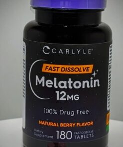 Carlyle Melatonin 12 mg Fast Dissolve 180 Tablets | Drug Free | Natural Berry Flavor | Vegetarian, Non-GMO, Gluten Free 180 Count (Pack of 1) 33 51l1Lsx40xL