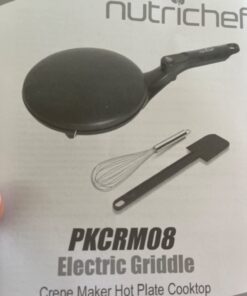 Crepe Maker - Cooks Crepes Bacon, Roti, Tortillas & Pancakes - Nonstick Cooktop - 8-inch Cook Area with On/Off Switch, Automatic Temperature Control & Cool-Touch Handle - Includes Whisk & Spatula 33 51lACxS4XkL