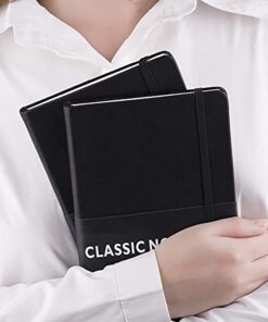2 Pack Classic Ruled Notebooks/Journals - Premium Thick Paper Faux Leather Writing Notebook, Black, Hard Cover, Large, Lined (5.4 x 8.3) 37 51lAM7bzTCL