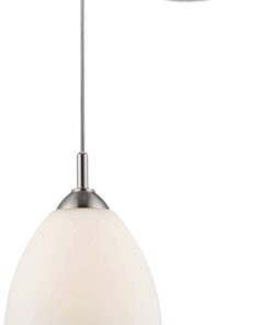 Possini Euro Design Brushed Nickel Plug in Swag Mini Pendant Lighting Fixture 9" Wide Modern Opal Glass Dome Shade for Dining Room Living House Foyer Kitchen Island Entryway Bedroom High Ceilings 18 51lEnGcuM L