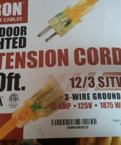 IRON FORGE CABLE 100 Foot Outdoor Extension Cord - 12/3 SJTW Heavy Duty Yellow 3 Prong Extension Cable, 15 AMP - Great for Garden and Major Appliances 100FT 23 51lIPakn3L