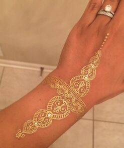 Terra Tattoos Gold Black Metallic Henna Temporary Tattoos Designs Elephants, Flowers, Stars & more! Waterproof Nontoxic Long Lasting Perfect for Beach, Festivals, & Parties (Gypsy) Gypsy 36 51lL6Hw42GL