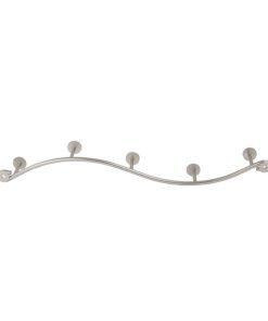 Spectrum Sweep Wall Mount 5-Hook Rack (Satin Nickel) - Wire Storage for Entryway, Bathroom, Backpack, Coat, Jacket, Purse, Belt, Robe, & More / Home Décor & Apartment Essential Satin Nickel Set of 1 Wall Mount 5 Hook Rack 24 51lNBSzMkpL 1