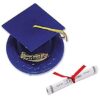 Oasis Supply Graduation Cap Cake Topper with Diploma, Blue 1 Count (Pack of 1) 18 51lVchefJyS