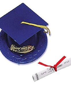 Oasis Supply Graduation Cap Cake Topper with Diploma, Blue 1 Count (Pack of 1)