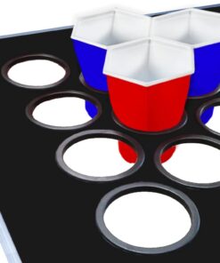 8-Foot Beer Pong Table w/Optional Cup Holes & LED Color-Changing Glow Lights - 11 Table Designs Available Black Erasable w/ Holes & LED Lights 10 51lW4WyJ WL 1