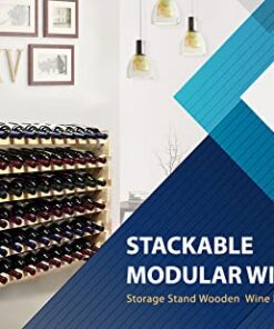 Stackable Modular Wine Rack Wine Storage Rack Holder Display Shelves for Wine Cellar or Basement, Freestanding Wine Rack Thick Wood Wobble-Free (Unfinished, 12 X 6 Rows (72 Slots)) 27 51ljVU3hDL