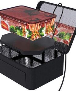 Aotto Portable Oven Personal Food Warmer - 110V Portable Mini Microwave Electric Heated Lunch Box for Work, Cooking and Reheating Meals in Office, Potlucks, Travel Hotel, Home Kitchen (Black) Black 41 51m6wU9IcFL
