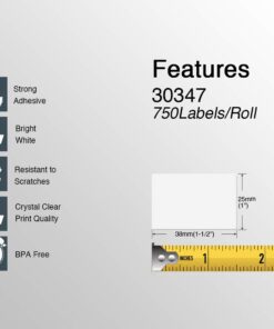 Alternative view of BETCKEY - Compatible DYMO 30347 (1" x 1-1/2") Book Spine Labels - Compatible with DYMO Labelwriter 450, 4XL & Zebra Desktop Printers [10 Rolls/7500 Labels] 10-rolls (7500 Labels)