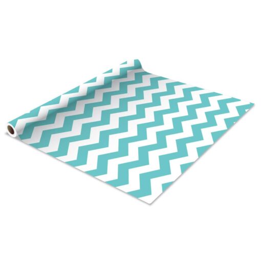 The Macbeth Collection Self Adhesive Shelf Liner - 2 Pack - Rugby Chevron Aqua Pop