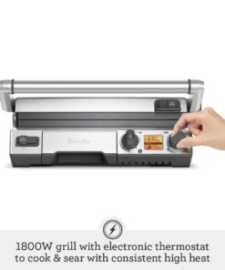 Breville BGR820XL Smart Grill, Electric Countertop Grill, Brushed Stainless Steel., 14" x 14" x 5 3/4" Adjustable,Grill 26 51n7HhS2ocL
