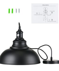 LIGHTESS Black Pendant Light Dimmable, Industrial Hanging Lights Metal Barn Farmhouse Kitchen Lighting Edison Ceiling Mount Fixture, OLL466 28 51nB0hBNARL