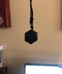 MENGLINA Black Obsidian Hexagram Natural Stone Necklace Translucent Ice Obsidian Wolf Tooth Amulet His and Hers Couples Necklace Lucky Love Pendant Necklace for Men Women Hexagon (Black Rope) 32 51nRpBSQbSL