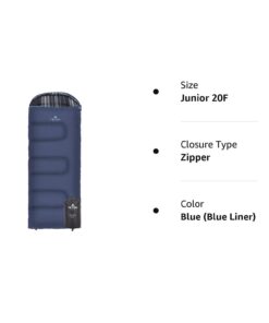 TETON Sports Junior Sleeping Bags – Finally, Sleeping Bag for Boys, Girls, all Kids, Warm and Comfortable; For all camping weather and built to last Blue (Blue Liner) Junior 20F 18 51nTE3y7uDL